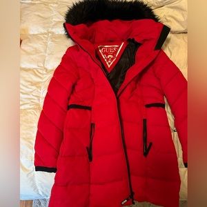 Guess red long jacket